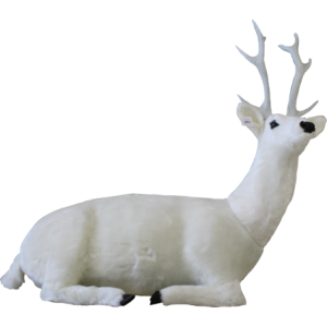 Renna Bianca Seduta 122x98h cm - Decorazione Natalizia Elegante