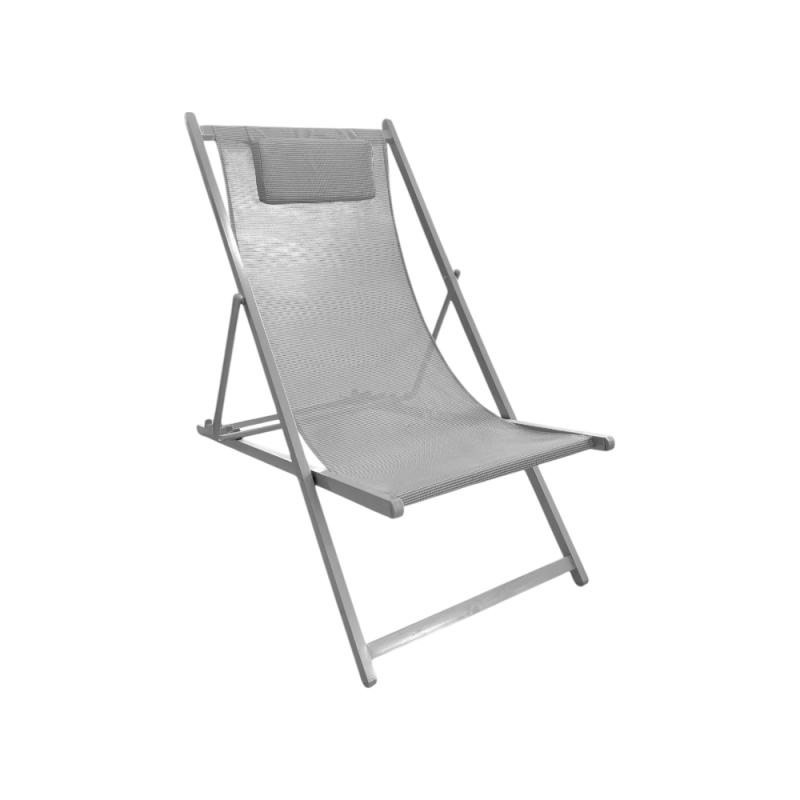Sdraio New Sun Grigio con Cuscino in Metallo e Textilene