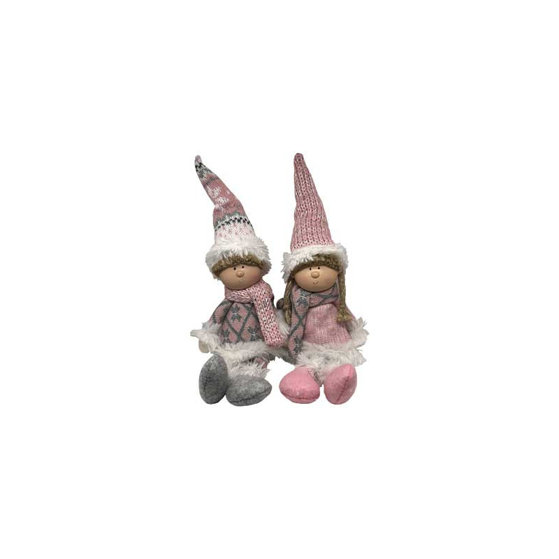 Set 2 Dolly Boy &amp; Girl Rosa 24/48cm - Oggettistica Decorativa