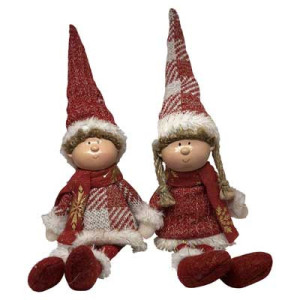 Set 2 Dolly Boy &amp; Girl Rosso 24/48cm - Oggettistica Decorativa