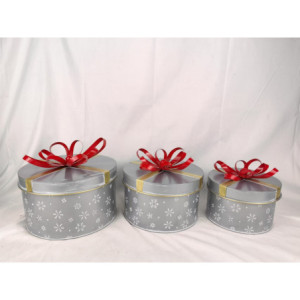 Set 3 contenitori pacchi regalo tondi oro e bianco: ordine chic
