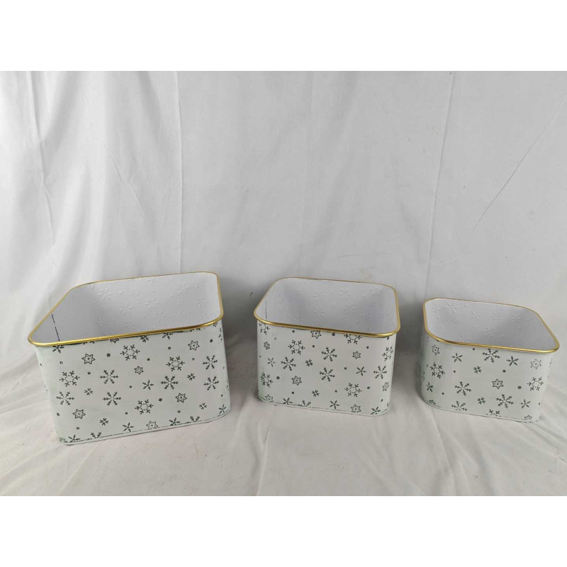 Set 3 contenitori quadrati in metallo bianco e oro: ordine chic