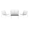 Set Atena 4 Posti Metallo Bianco e Textilene Bianco Giardino