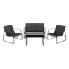 Set Atena 4 Posti Metallo Nero e Textilene Nero Giardino