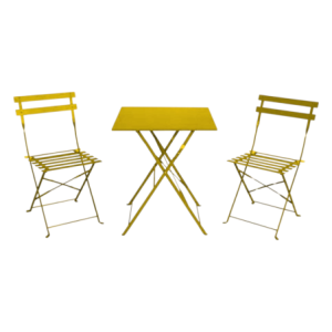Set Bistro in Ferro Giallo 3 Pezzi per Giardino