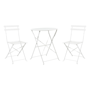 Set Bistro Tondo in Ferro Bianco 3 Pezzi Giardino