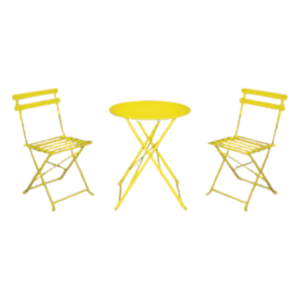 Set Bistro Tondo in Ferro Giallo 3 Pezzi Giardino