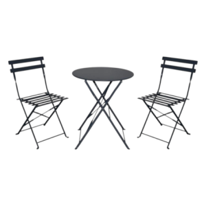 Zoom Set Bistro' Tondo In Ferro Colori Grigio Antracite 3 Pezzi