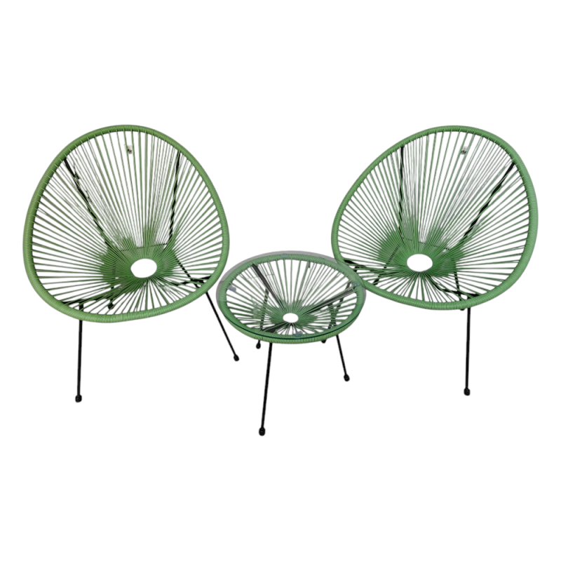 Set Cordonato 2 Sedute e Tavolino Verde per Giardino