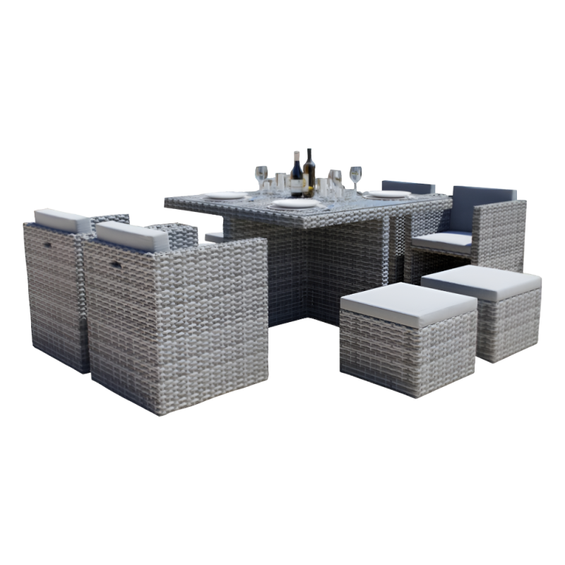 Set salotto New Cubo Eight 9pz grigio: arredo giardino moderno