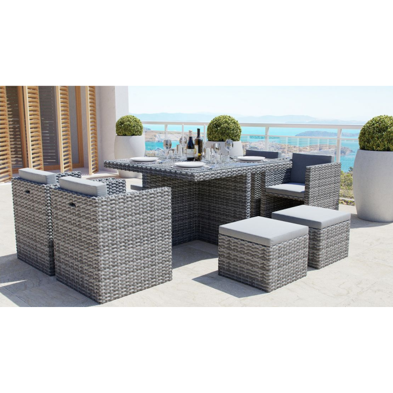 Set salotto New Cubo Eight 9pz grigio: arredo giardino moderno