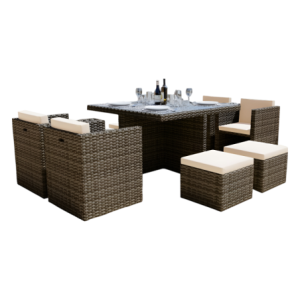 Set New Cubo Eight 9 pezzi moka salotto da giardino completo