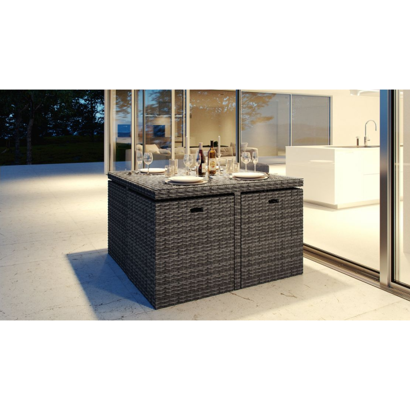 Set New Cubo Eight 9 pezzi moka salotto da giardino completo