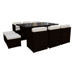 Set New Cubo Ten 11 pezzi colore moka salotto da giardino