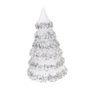 Albero vetro bianco glitter argento Ø12x21 cm - Decorazione natalizia