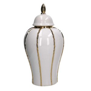 Vaso ceramica con coperchio oro bianco Ø21x41,5 cm - Design elegante