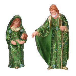 Natività resina verde H25,4 cm - Decorazione natalizia elegante