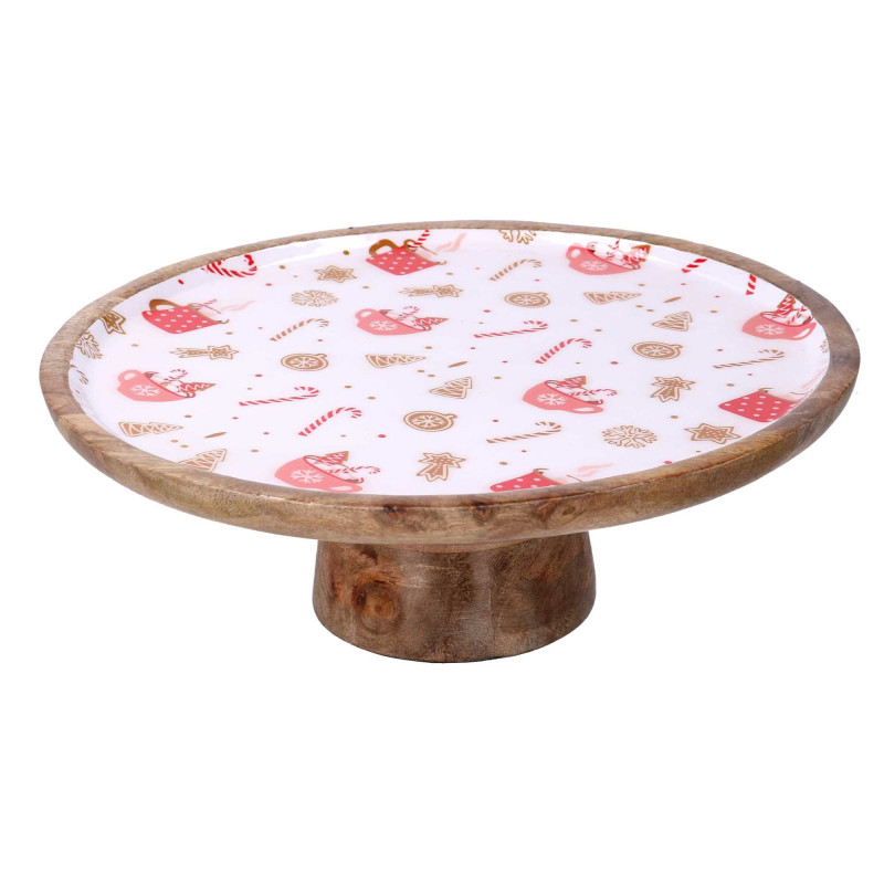 Alzata legno rossa tonda Ø30x10 cm - Centrotavola decorativo
