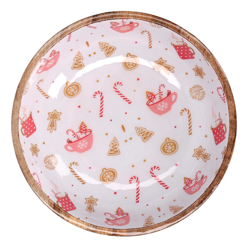 Ciotola legno decorativa rossa tonda Ø30x14 cm - Complemento casa