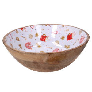 Ciotola legno decorativa rossa tonda Ø35x12 cm - Complemento casa