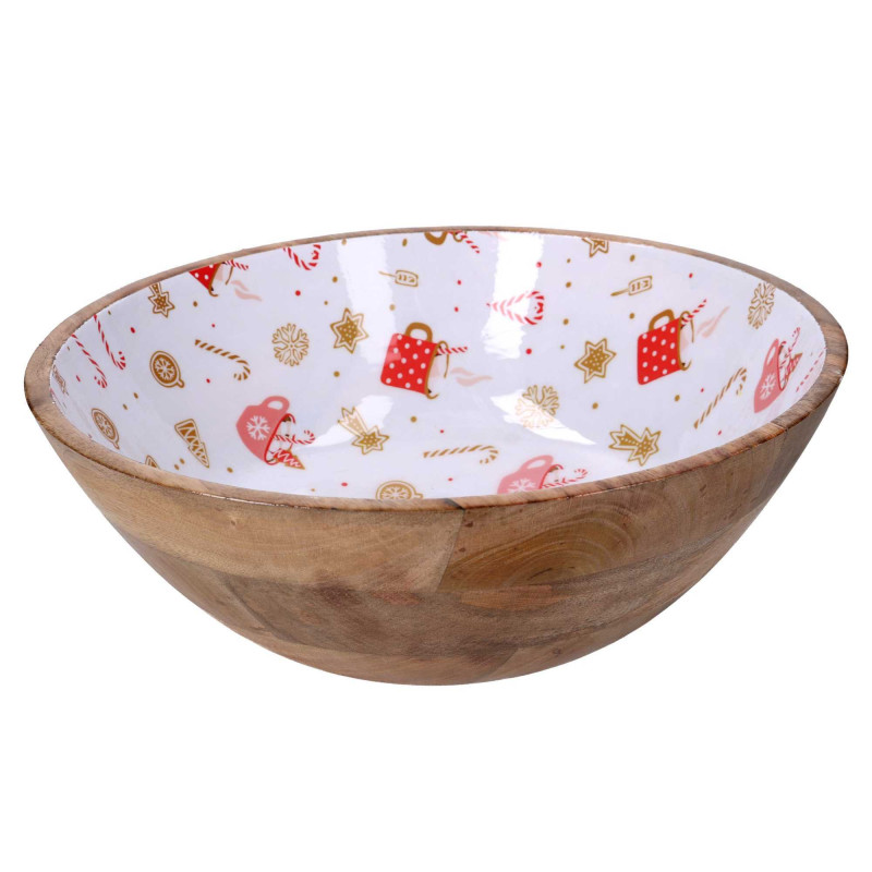 Ciotola legno decorativa rossa tonda Ø35x12 cm - Complemento casa
