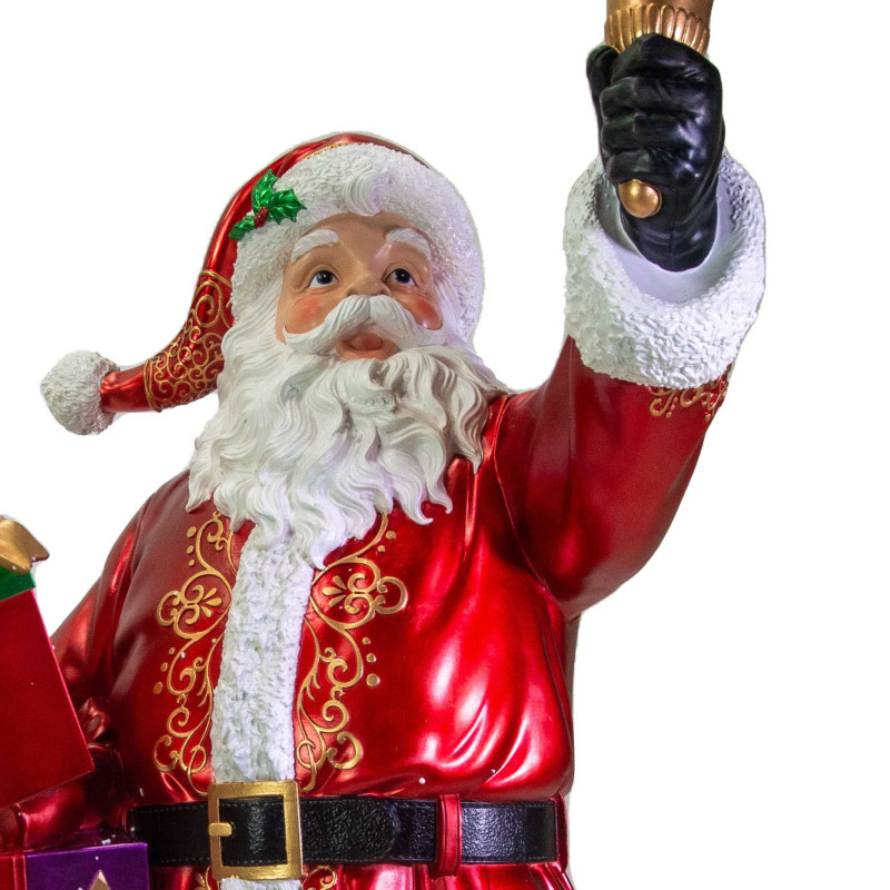 Babbo Natale resina con regali e LED rosso 90x60x152 cm