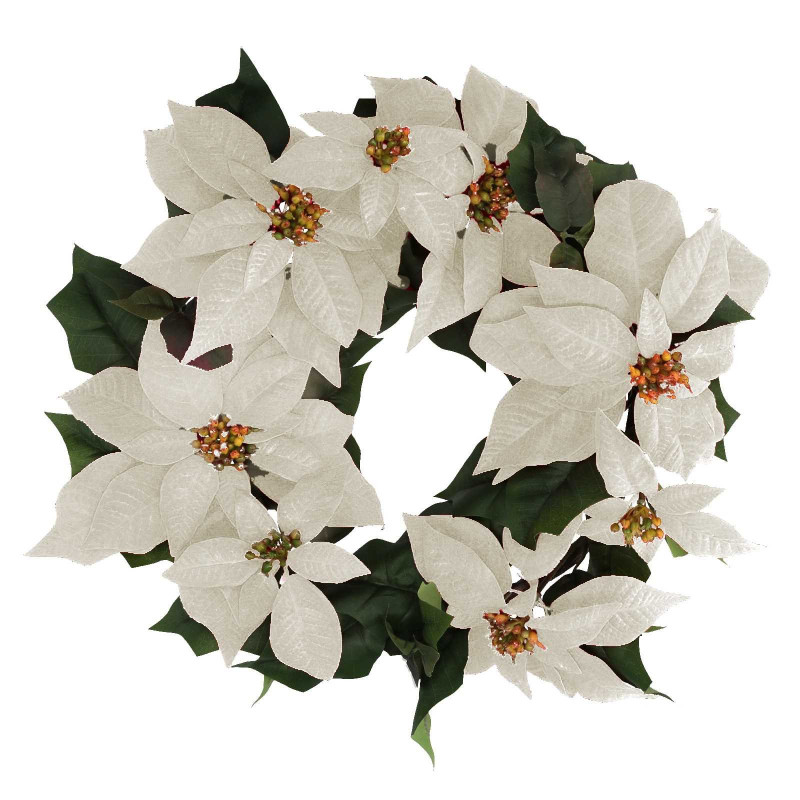 Coroncina tessuto stella di Natale bianco Ø63,5x16,5 cm
