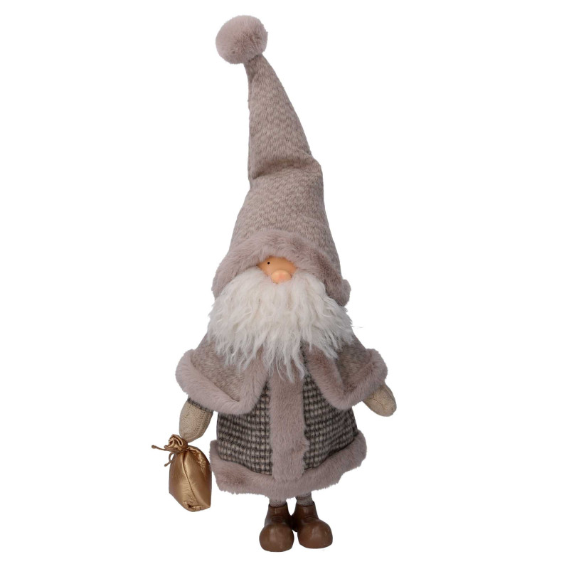 Babbo Natale tessuto con sacco grigio 36x19x62 cm - Decorazione