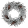 Coroncina innevata bianca con pigne Ø46x8,5 cm - Decorazione Natale