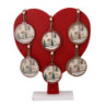 Cuore legno rosso 29x65x35 cm con renna - Addobbo decorativo