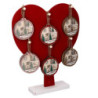 Cuore legno rosso 29x65x35 cm con renna - Addobbo decorativo