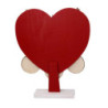 Cuore legno rosso 29x65x35 cm con renna - Addobbo decorativo
