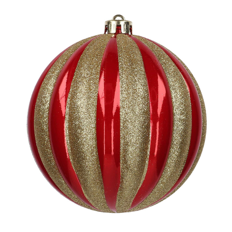 Sfera plastica rosso e oro Ø20 cm (2 pz) - Decorazione natalizia