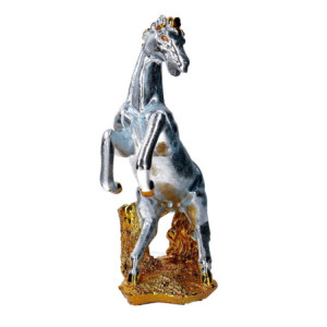 Zoom Cavallo resina argento e oro cm 30h38