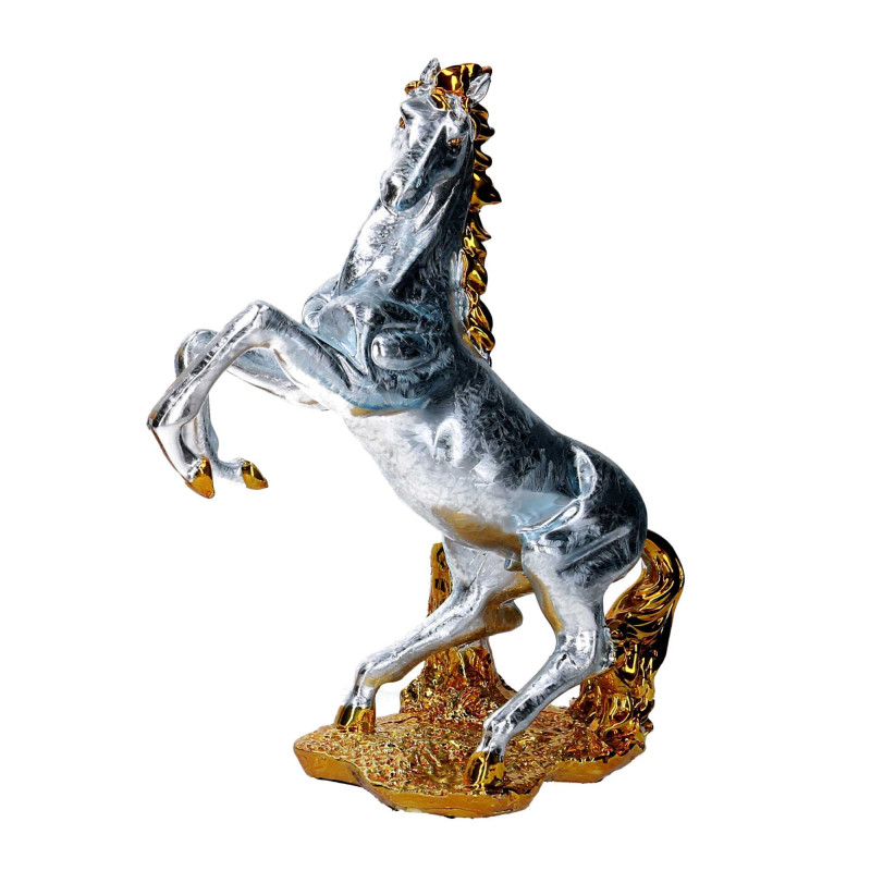 Cavallo resina argento e oro 30x38 cm - Decorazione casa