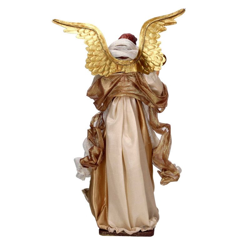 Angelo tessuto beige oro con arpa H35,5 cm decorazione casa