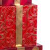 Pacco regalo resina trio oro e rosso 4,7x4,7h12,9 cm decorazione