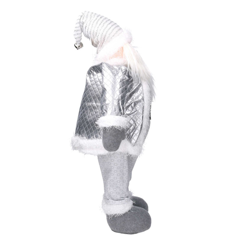 Babbo Natale tessuto bianco grigio 37x15h67 cm decorazione elegante