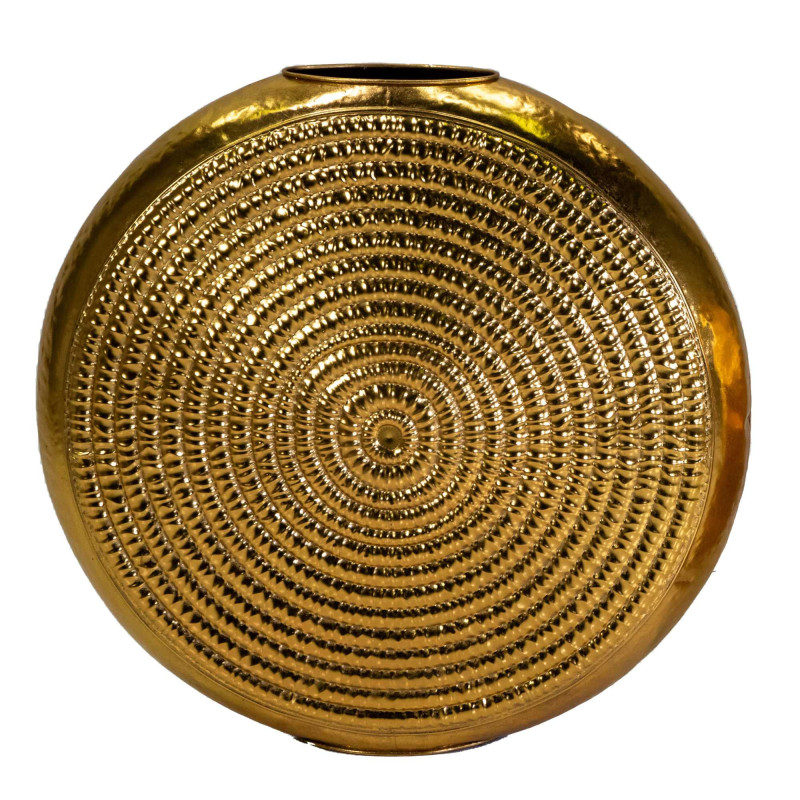 Vaso metallo oro tondo 80x23,5h77 cm per arredo moderno