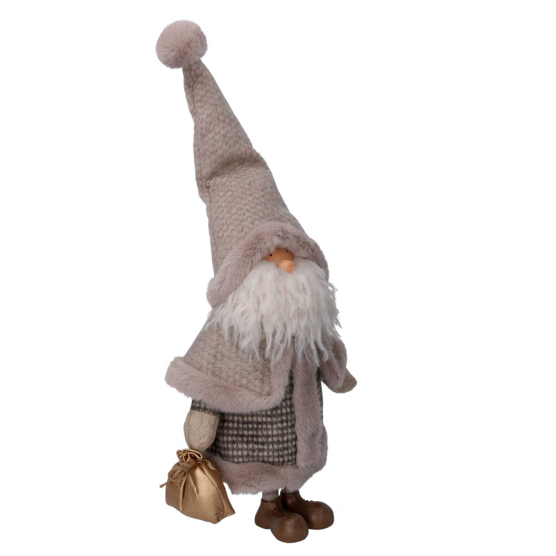 Babbo Natale tessuto con sacco grigio 36x19x62 cm - Decorazione