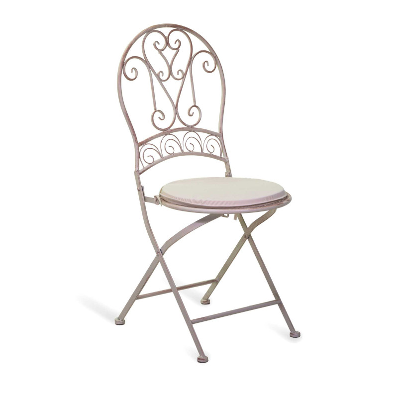 Sedia metallo Ragusa avorio con cuscino 40x48x94 cm esterno