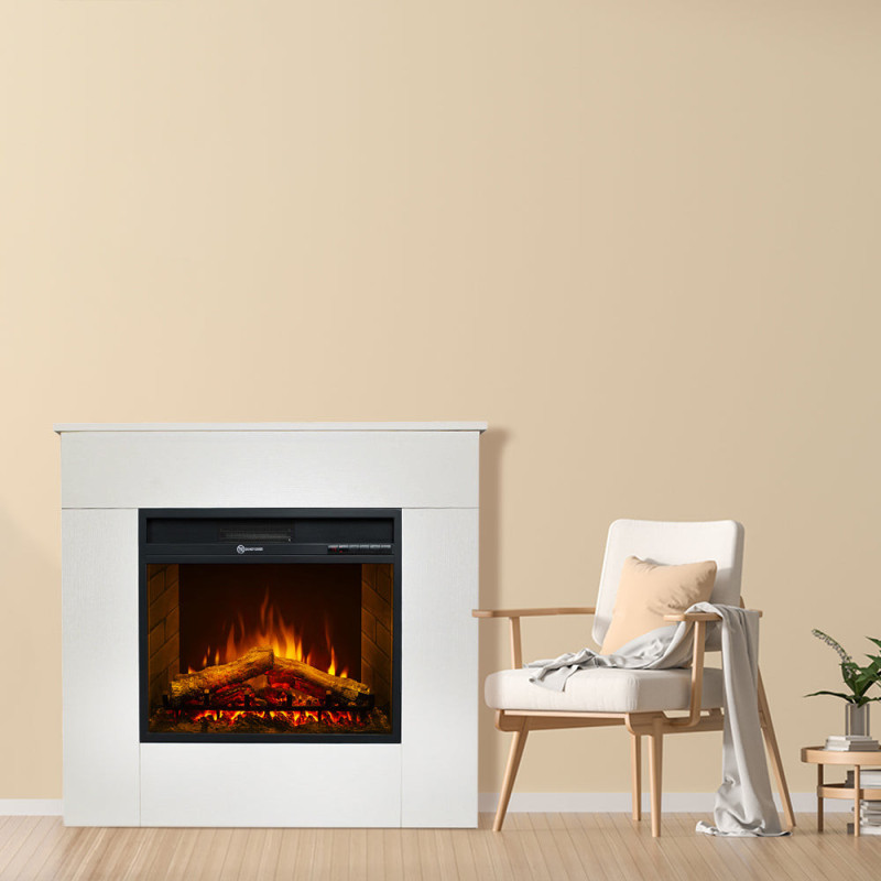 Camino elettrico Michelangelo bianco: stile e calore Made in Italy