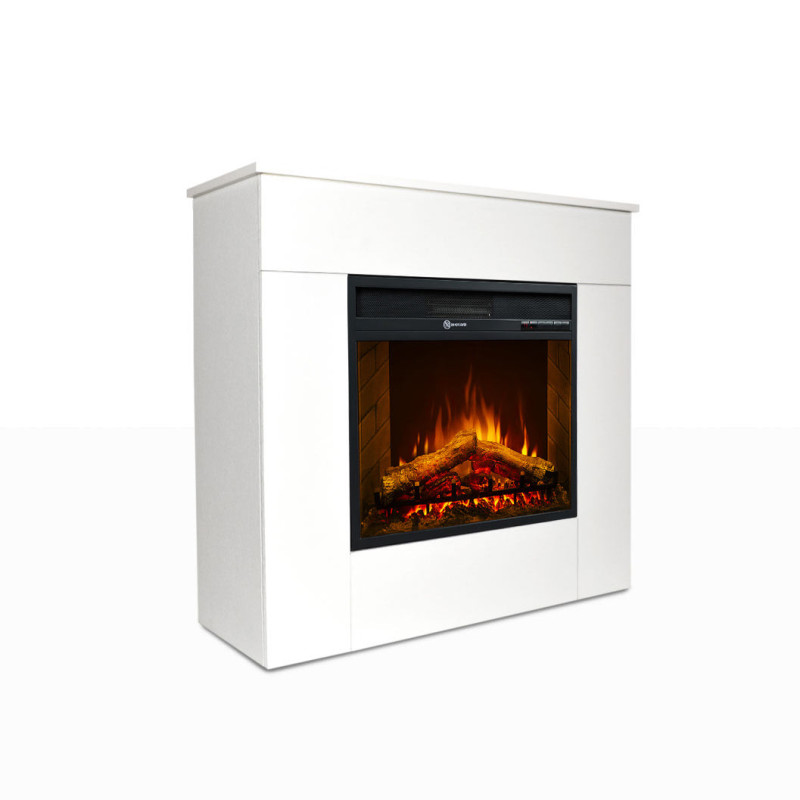 Camino elettrico Michelangelo bianco: stile e calore Made in Italy
