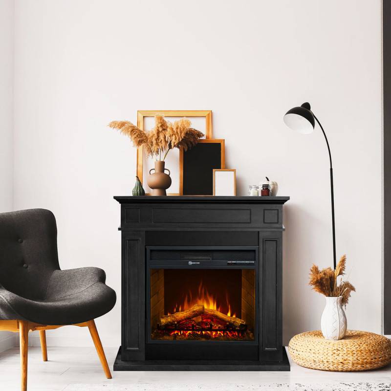Camino elettrico Jefferson nero: stile e calore per la casa