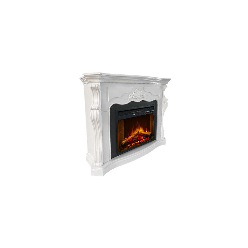 Camino elettrico Parigi in legno bianco 123x39x100h elegante