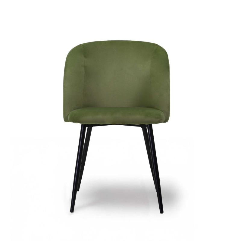 Poltrona velluto Ruby verde struttura nera 56,5x54xH46/81 cm