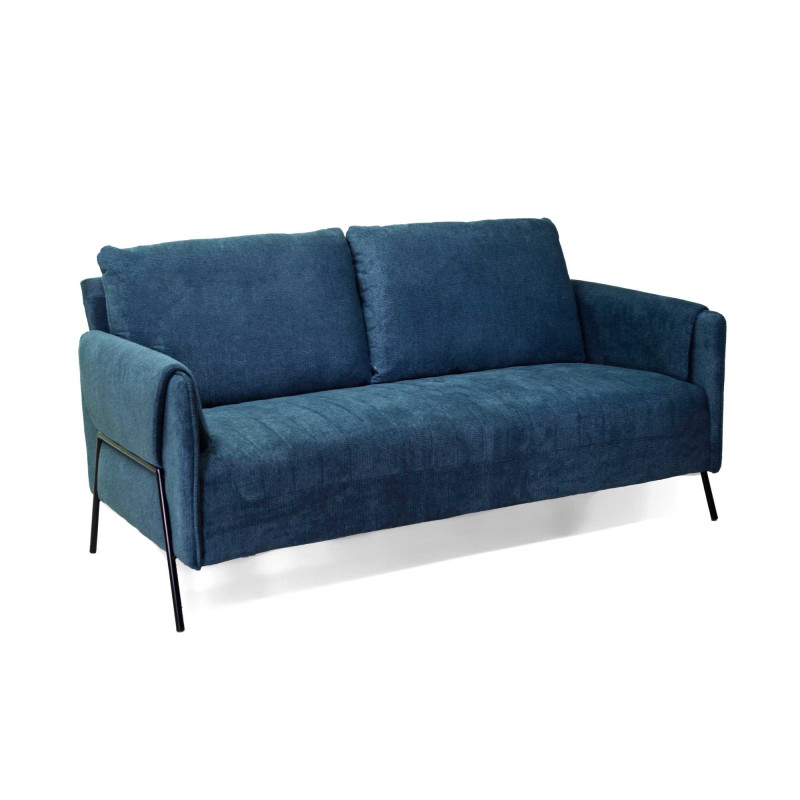 Divano tessuto 2 posti blu ottanio moderno 165x77xH85 cm