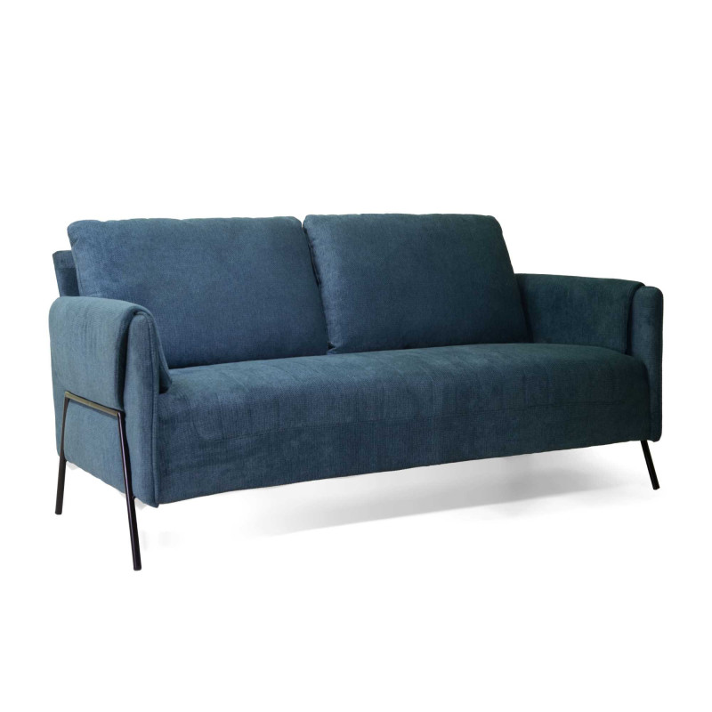 Divano tessuto 3 posti blu ottanio 195x77x85 moderno