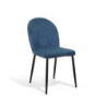 Sedia tessuto blu ottanio struttura nera moderna imbottita