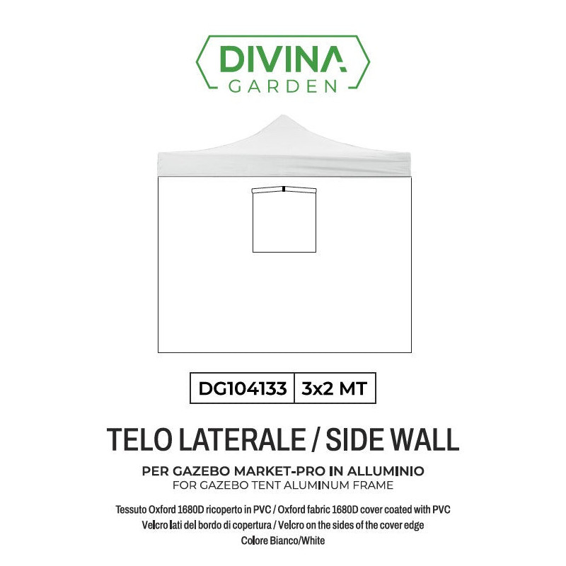 Telo Laterale con Finestra 3x2 Gazebo Market-Pro | Levante Shop